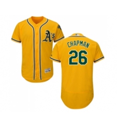 Men's Oakland Athletics #26 Matt Chapman Gold Alternate Flex Base Authentic Collection Baseball Jersey
