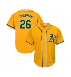 Men's Oakland Athletics #26 Matt Chapman Replica Gold Alternate 2 Cool Base Baseball Jersey