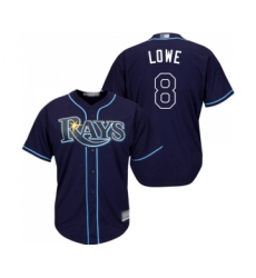 Youth Tampa Bay Rays #8 Brandon Lowe Replica Navy Blue Alternate Cool Base Baseball Jersey