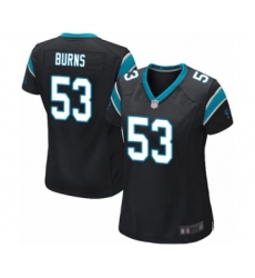 Women's Carolina Panthers #53 Brian Burns Game Black Team Color Football Jersey