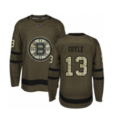 Men's Boston Bruins #13 Charlie Coyle Authentic Green Salute to Service Hockey Jersey