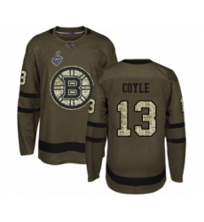 Youth Boston Bruins #13 Charlie Coyle Authentic Green Salute to Service 2019 Stanley Cup Final Bound Hockey Jersey