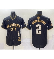 Men's Oklahoma City Thunder #2 Shai Gilgeous-Alexander Black Gold 2025 Finals Vapor Stitched Baseball Jersey