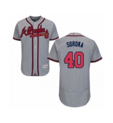 Men's Atlanta Braves #40 Mike Soroka Grey Road Flex Base Authentic Collection Baseball Jersey