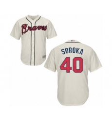 Men's Atlanta Braves #40 Mike Soroka Replica Cream Alternate 2 Cool Base Baseball Jersey