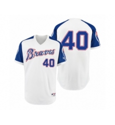 Men's Braves #40 Mike Soroka White 1974 Turn Back the Clock Authentic Jersey