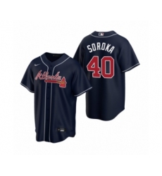 Women Atlanta Braves #40 Mike Soroka Nike Navy 2020 Replica Alternate Jersey