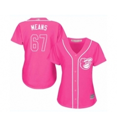 Women's Baltimore Orioles #67 John Means Authentic Pink Fashion Cool Base Baseball Jersey