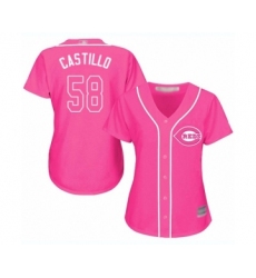 Women's Cincinnati Reds #58 Luis Castillo Authentic Pink Fashion Cool Base Baseball Jersey