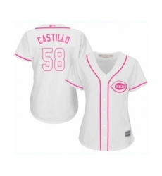 Women's Cincinnati Reds #58 Luis Castillo Authentic White Fashion Cool Base Baseball Jersey