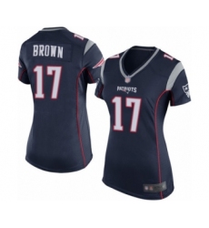 Women's New England Patriots #17 Antonio Brown Game Navy Blue Team Color Football Jersey