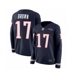 Women's New England Patriots #17 Antonio Brown Limited Navy Blue Therma Long Sleeve Football Jersey