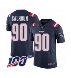 Men's New England Patriots #90 Shilique Calhoun Limited Navy Blue Rush Vapor Untouchable 100th Season Football Jersey