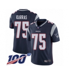 Men's New England Patriots #75 Ted Karras Navy Blue Team Color Vapor Untouchable Limited Player 100th Season Football Jersey