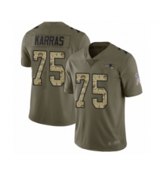 Youth New England Patriots #75 Ted Karras Limited Olive Camo 2017 Salute to Service Football Jersey