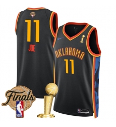 Men's Oklahoma City Thunder #11 Isaiah Joe Black 2025 Finals And Finals Champions City Edition Stitched Basketball Jersey