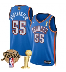 Men's Oklahoma City Thunder #55 Isaiah Hartenstein Blue 2025 Finals And Finals Champions Icon Edition Stitched Basketball Jersey