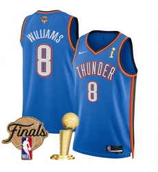 Men's Oklahoma City Thunder #8 Jalen Williams Blue 2025 Finals And Finals Champions Icon Edition Stitched Basketball Jersey