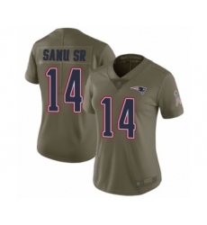 Women's New England Patriots #14 Mohamed Sanu Sr Limited Olive 2017 Salute to Service Football Jersey