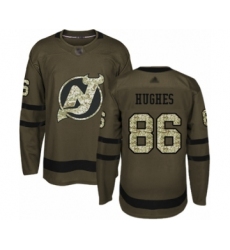 Men's New Jersey Devils #86 Jack Hughes Authentic Green Salute to Service Hockey Jersey