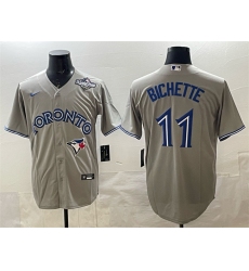 Men's Toronto Blue Jays #11 Bo Bichette Gray 2025 World Series Home Cool Base Stitched Jersey