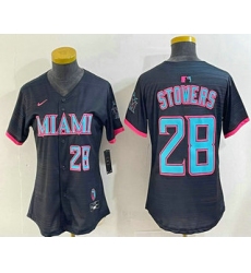 Women's Miami Marlins #28 Kyle Stowers Number Black 2025 City Connect Limited Jersey