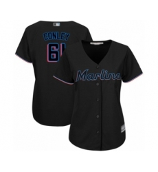 Women's Miami Marlins #61 Adam Conley Authentic Black Alternate 2 Cool Base Baseball Player Jersey
