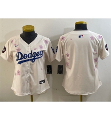 Women's Los Angeles Dodgers Blank Cream 2025 Tokyo Series Limited Stitched Baseball Jersey