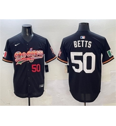 Men's Los Angeles Dodgers #50 Mookie Betts Black Mexico Limited Stitched Baseball Jersey