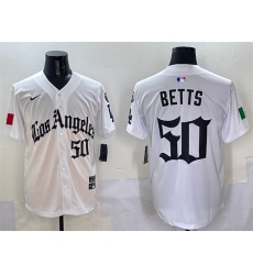 Men's Los Angeles Dodgers #50 Mookie Betts White Mexico 2025 LA Gothic Style With Fernando Vapor Premier Limited Stitched Baseball Jersey