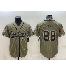 Men's Dallas Cowboys #88 CeeDee Lamb 2022 Olive Salute to Service Cool Base Stitched