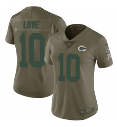 Women's Green Bay Packers #10 Jordan Love Yellow Stitched NFL Limited Rush 100th Season Jersey
