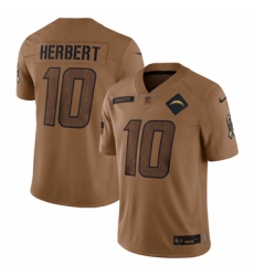 Men's Los Angeles Chargers #10 Justin Herbert Nike Brown 2023 Salute To Service Limited Jersey