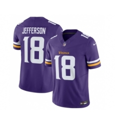 Men's Nike Minnesota Vikings #18 Justin Jefferson Purple 2023 F.U.S.E. Vapor Untouchable Stitched Jersey