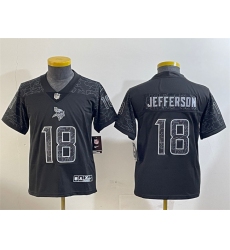 Youth Minnesota Vikings #18 Justin Jefferson Black Reflective Limited Stitched Football Jersey Youth Minnesota Vikings #18 Justin Jefferson Black Reflective Limited Stitched Football Jersey