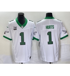 Men's Nike Philadelphia Eagles #1 Jalen Hurts White 2023 F.U.S.E. Vapor Untouchable C Stitched Football Jersey