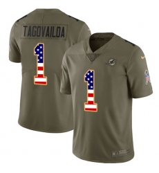 Youth Miami Dolphins #1 Tua Tagovailoa Olive USA Flag Stitched Limited 2017 Salute To Service Jersey Youth Miami Dolphins #1 Tua Tagovailoa Olive USA Flag Stitched Limited 2017 Salute To Service Jersey