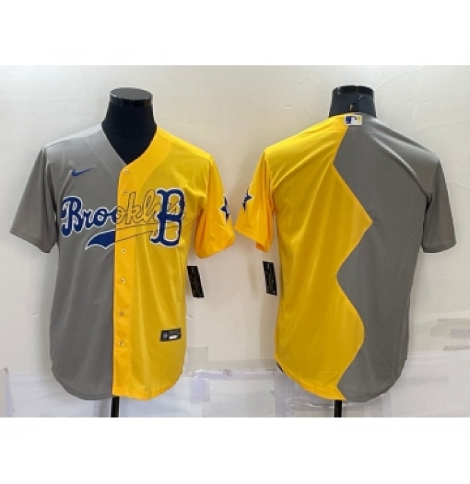 Men's Boston Red Sox Blank Grey Yellow Split Cool Base Stitched Jersey