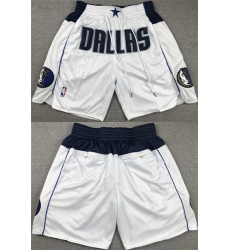 Mens Dallas Mavericks White Shorts (Run Small)