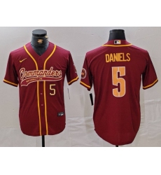 Men's Washington Commanders #5 Jayden Daniels Burgundy Cool Base Stitched Baseball Jerseys Men's Washington Commanders #5 Jayden Daniels Burgundy Cool Base Stitched Baseball Jerseys