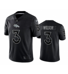 Men's Denver Broncos #3 Russell Wilson Black Reflective Limited Stitched Football Jersey