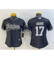 Women's Las Vegas Raiders #17 Davante Adams Black Team Big Logo With Patch Cool Base Stitched Baseball Jersey