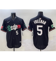 Men's Los Angeles Dodgers #5 Freddie Freeman Black Mexico Flag Limited Stitched Baseball Jersey