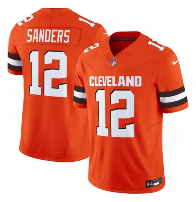 Men's Cleveland Browns #12 Shedeur Sanders Orange 2025 Draft F.U.S.E. Vapor Limited Stitched Football Jersey