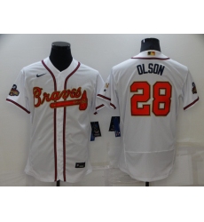 Men's Atlanta Braves #28 Matt Olson White 2022 Gold Program Authentic Player Jersey
