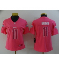 Women's Philadelphia Eagles #11 A. J. Brown Pink Stitched Football Jersey(Run Small)
