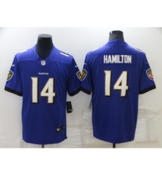 Men's Baltimore Ravens #14 Kyle Hamilton Purple Vapor Untouchable Limited Stitched Jersey