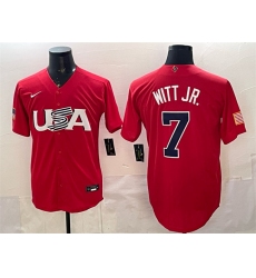 Men's USA Baseball #7 Bobby Witt Jr. Red World Baseball Classic Stitched Jersey