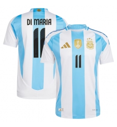 Men's Argentina #11 Di maria 2024 White Home Soccer Jersey