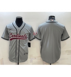 Men's Arizona Cardinals Blank Grey With Patch Cool Base Stitched Baseball Jersey